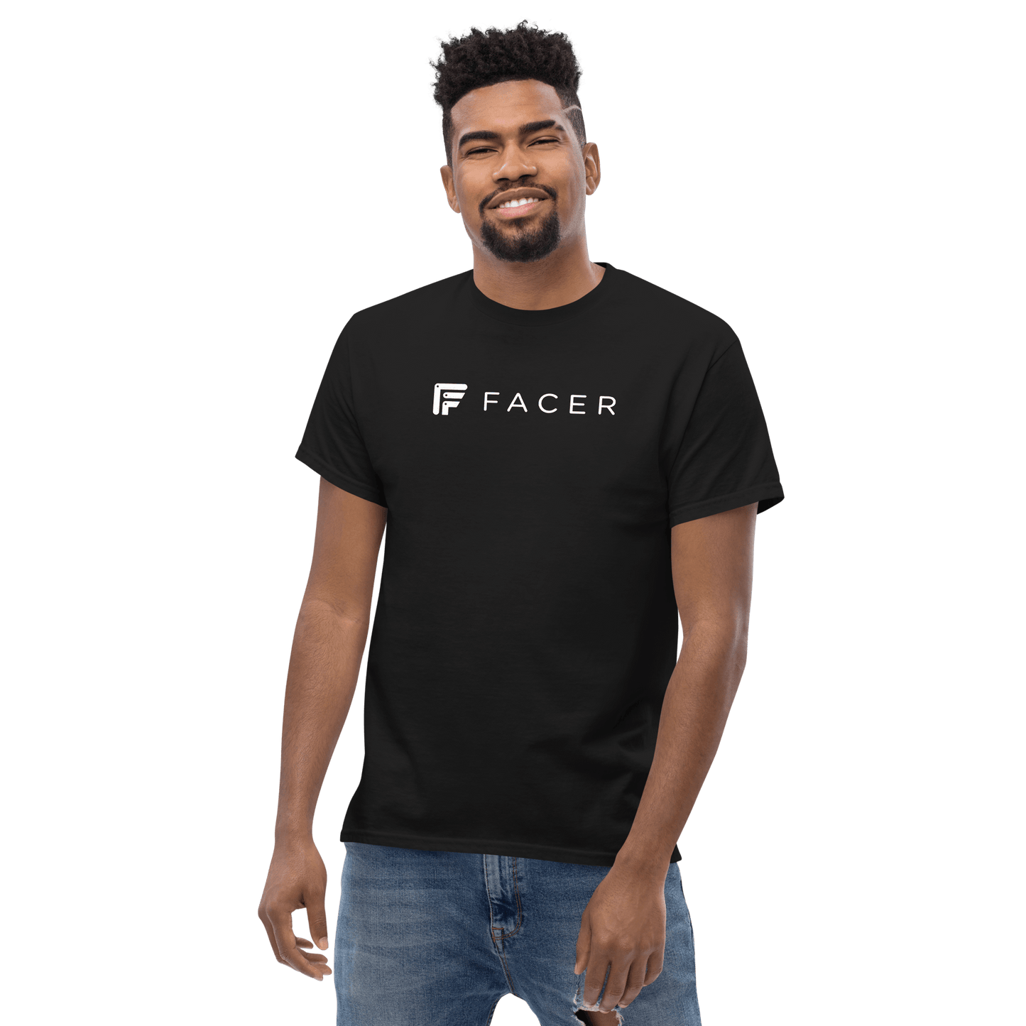 Facer classic T-shirt for men - White logo - Facer Store – Premium Watch Bands for Smartwatches