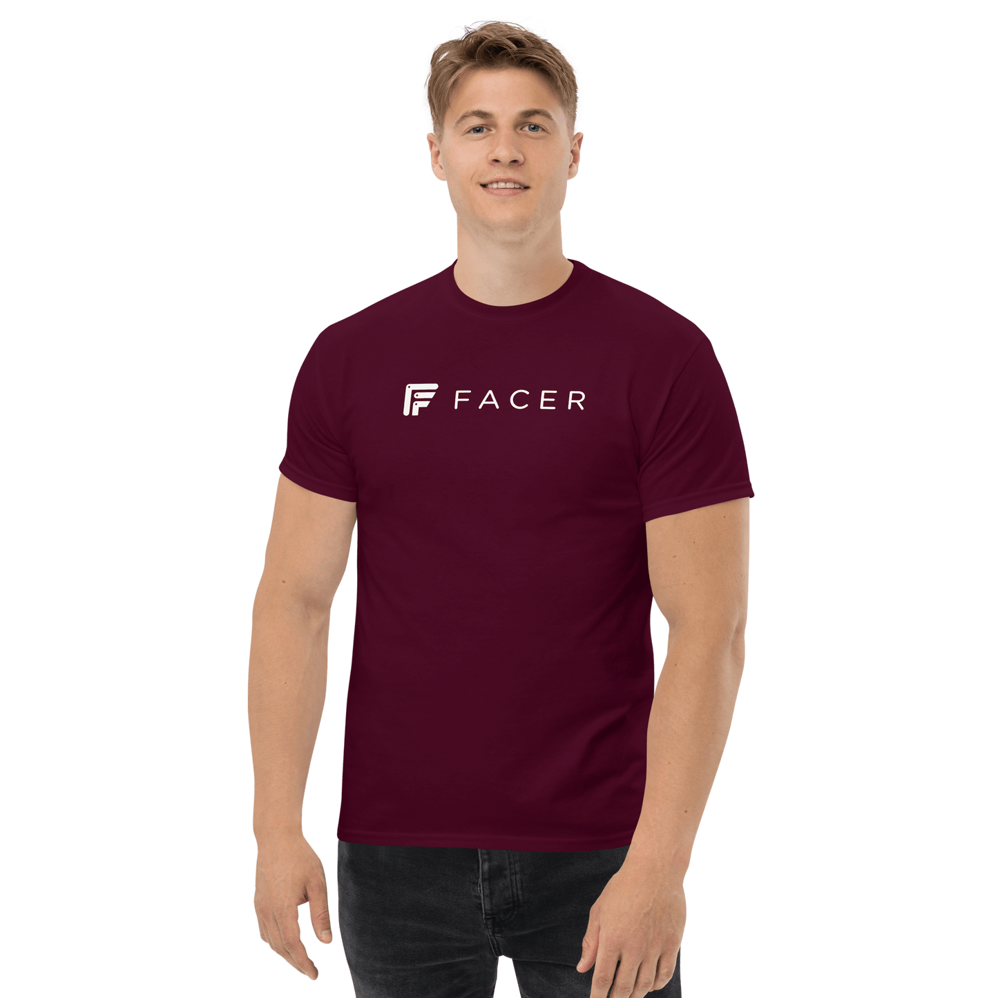 Facer classic T-shirt for men - White logo - Facer Store – Premium Watch Bands for Smartwatches