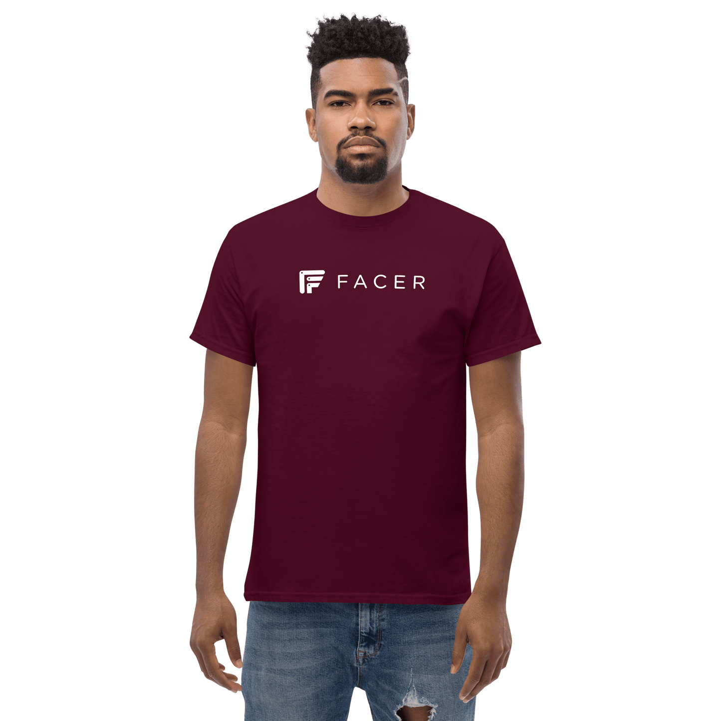 Facer classic T-shirt for men - White logo - Facer Store – Premium Watch Bands for Smartwatches
