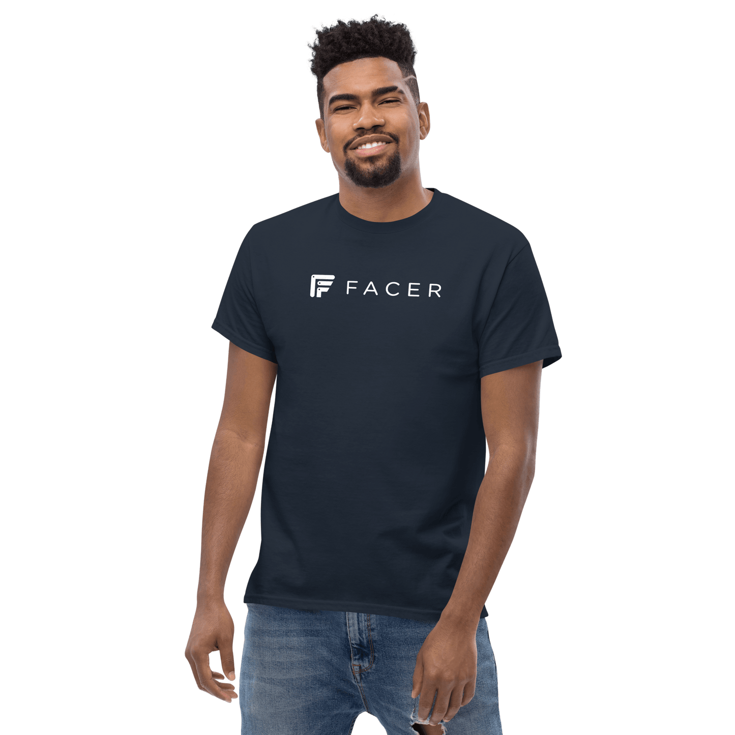 Facer classic T-shirt for men - White logo - Facer Store – Premium Watch Bands for Smartwatches