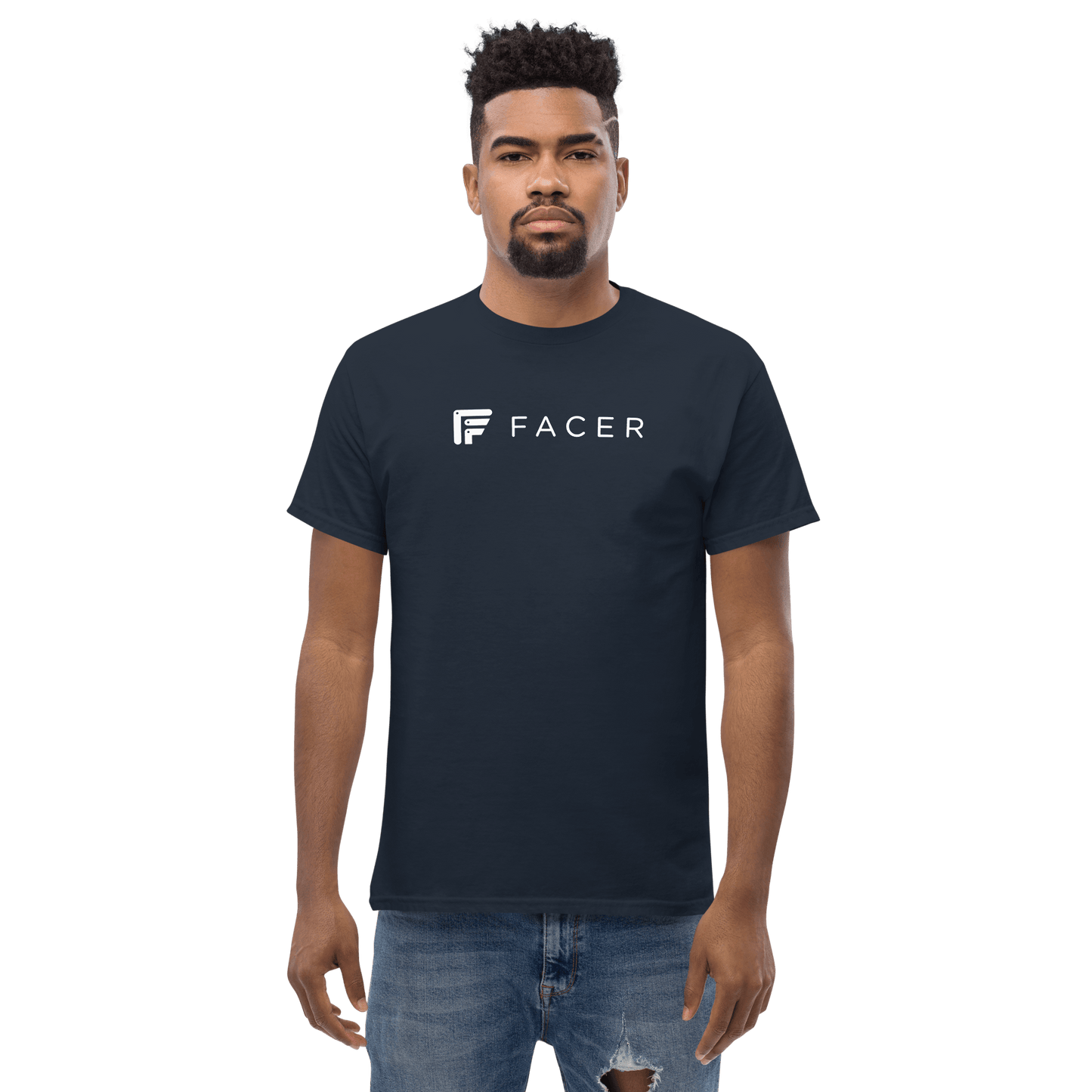 Facer classic T-shirt for men - White logo - Facer Store – Premium Watch Bands for Smartwatches