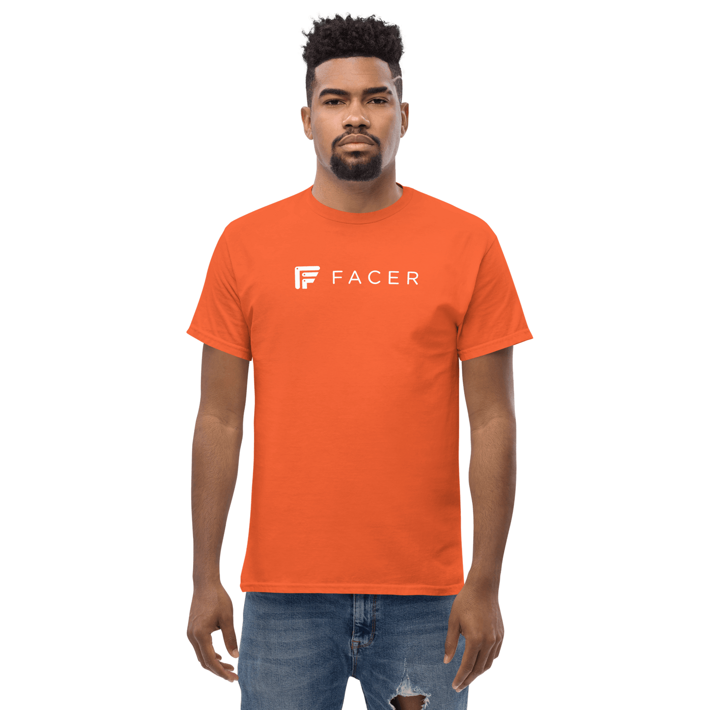 Facer classic T-shirt for men - White logo - Facer Store – Premium Watch Bands for Smartwatches