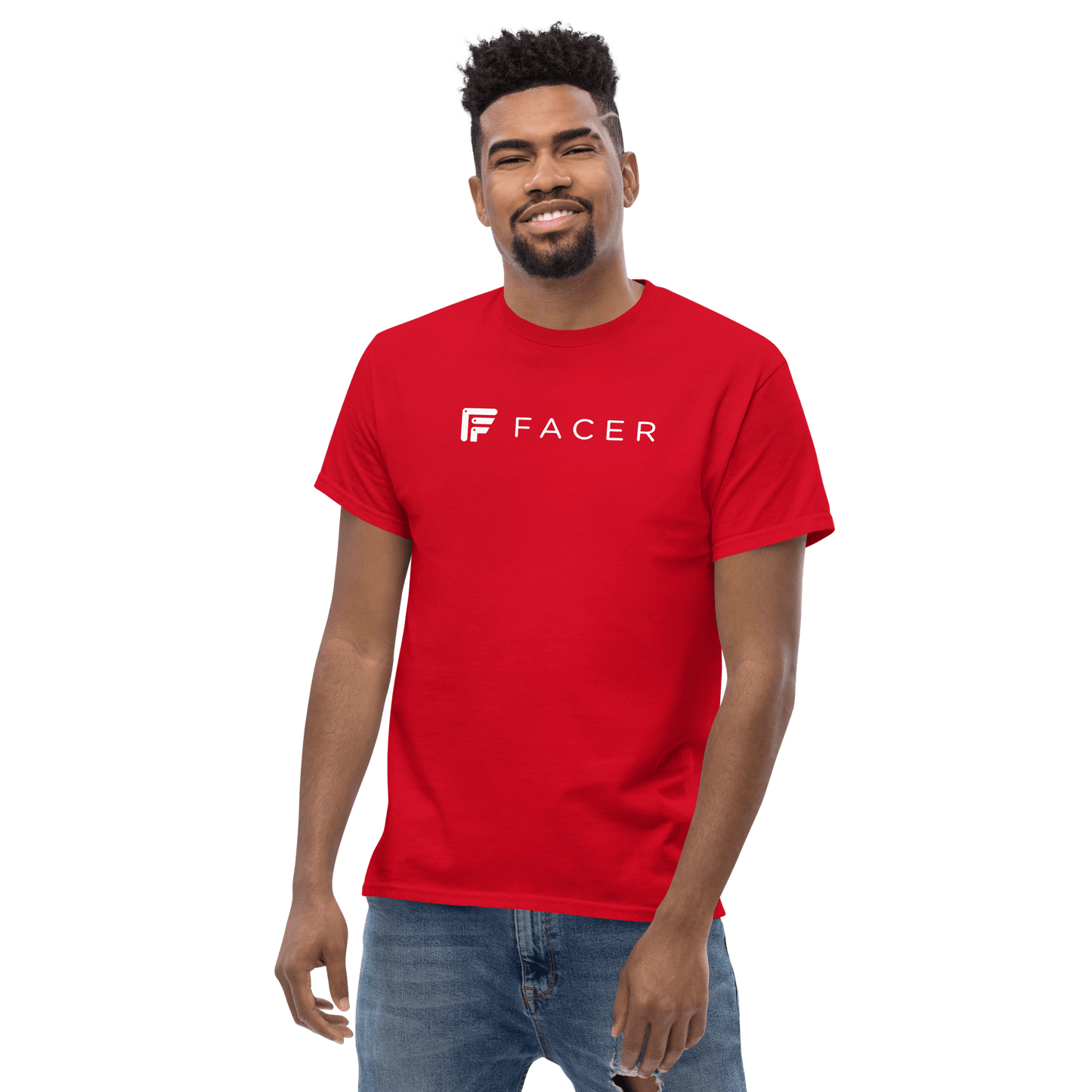 Facer classic T-shirt for men - White logo - Facer Store – Premium Watch Bands for Smartwatches