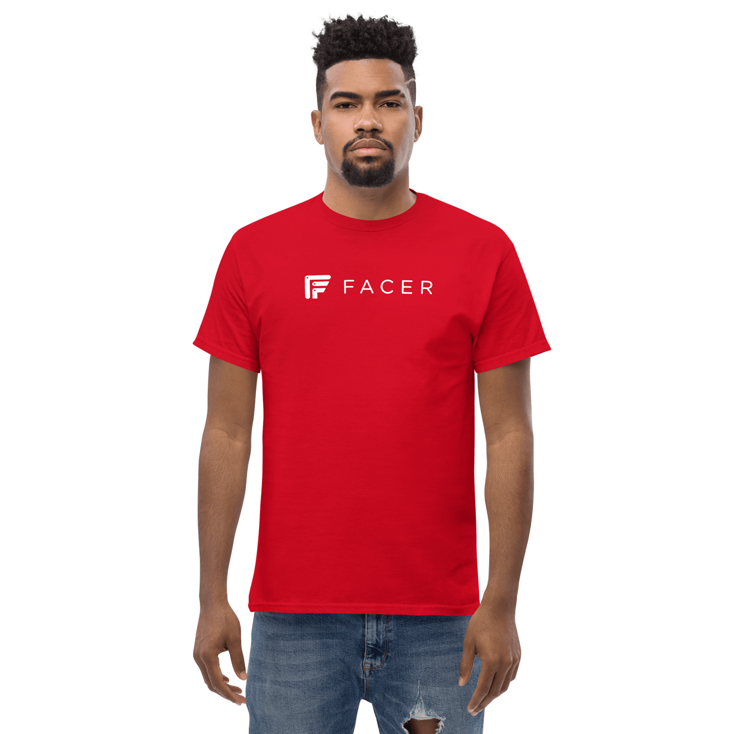 Facer classic T-shirt for men - White logo - Facer Store – Premium Watch Bands for Smartwatches