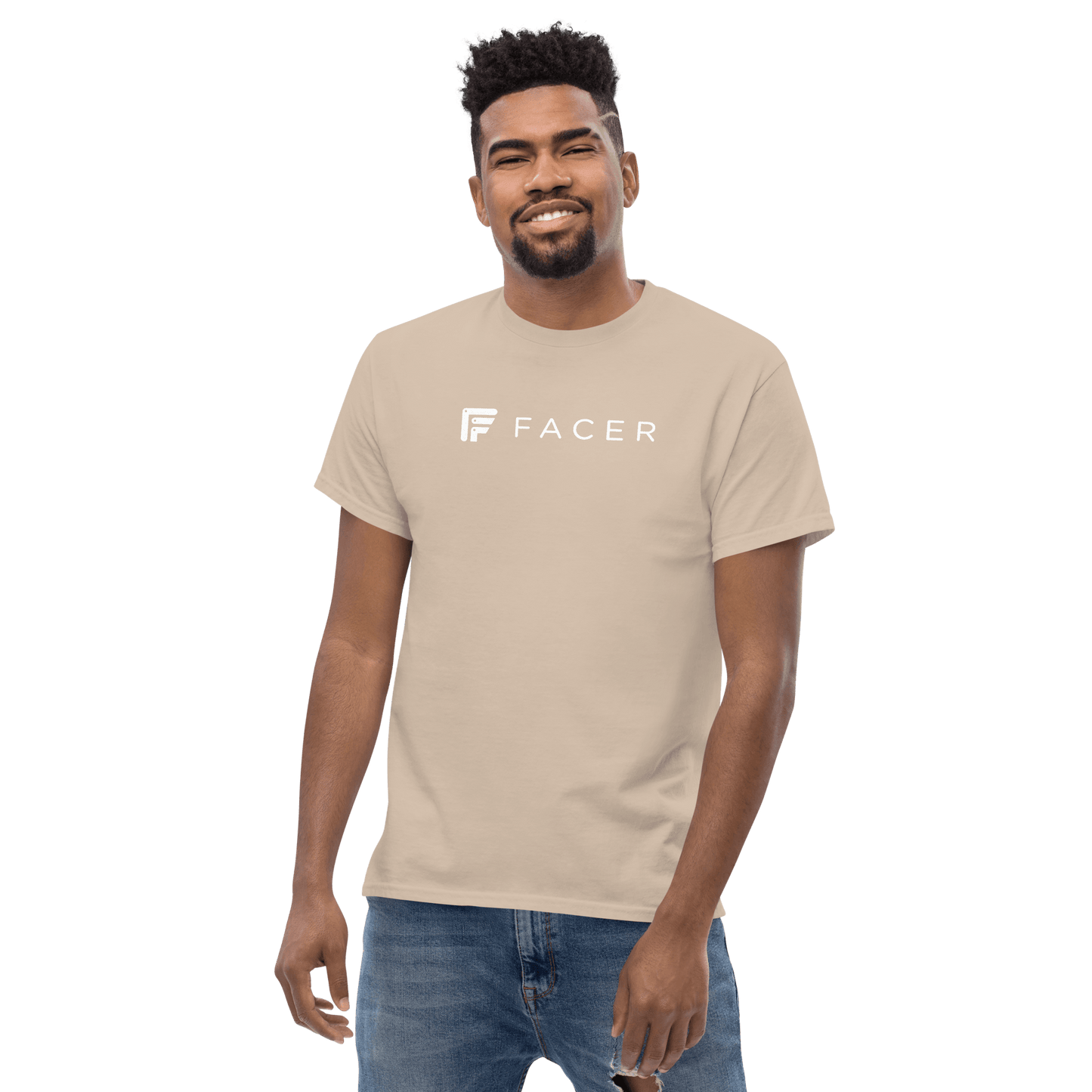 Facer classic T-shirt for men - White logo - Facer Store – Premium Watch Bands for Smartwatches