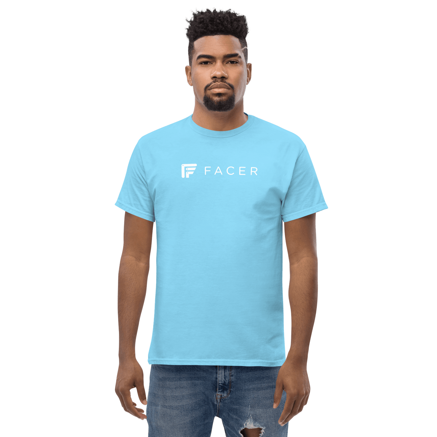 Facer classic T-shirt for men - White logo - Facer Store – Premium Watch Bands for Smartwatches