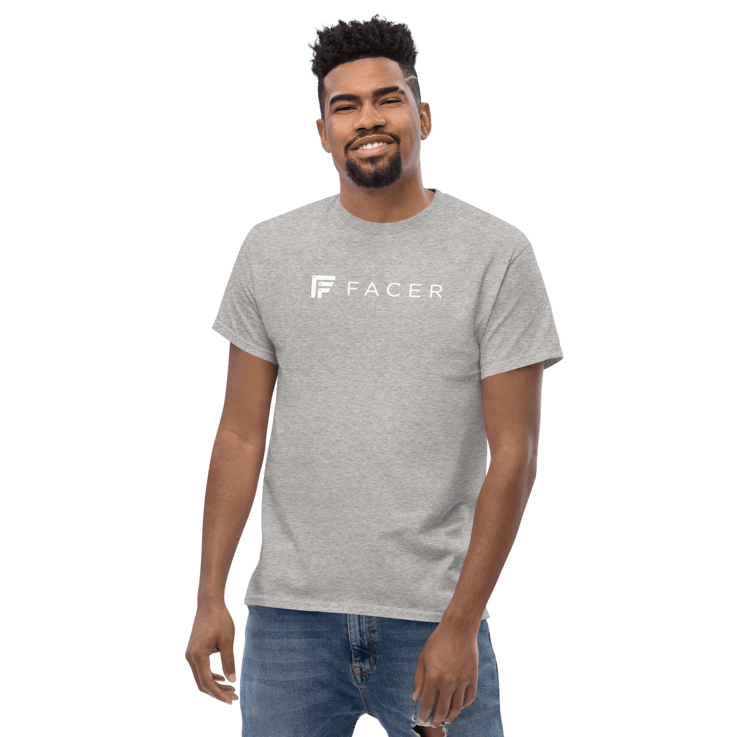Facer classic T-shirt for men - White logo - Facer Store – Premium Watch Bands for Smartwatches