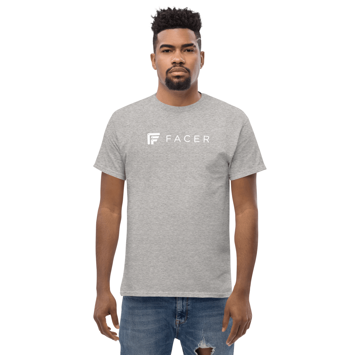 Facer classic T-shirt for men - White logo - Facer Store – Premium Watch Bands for Smartwatches