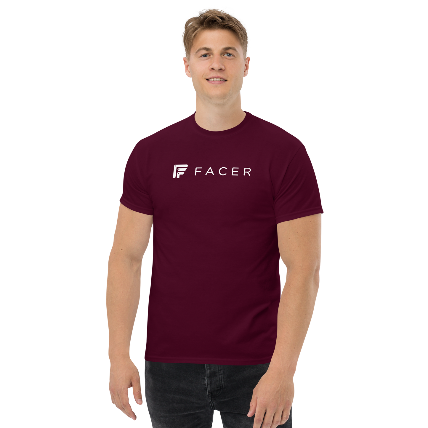 Facer classic T-shirt for men - White logo