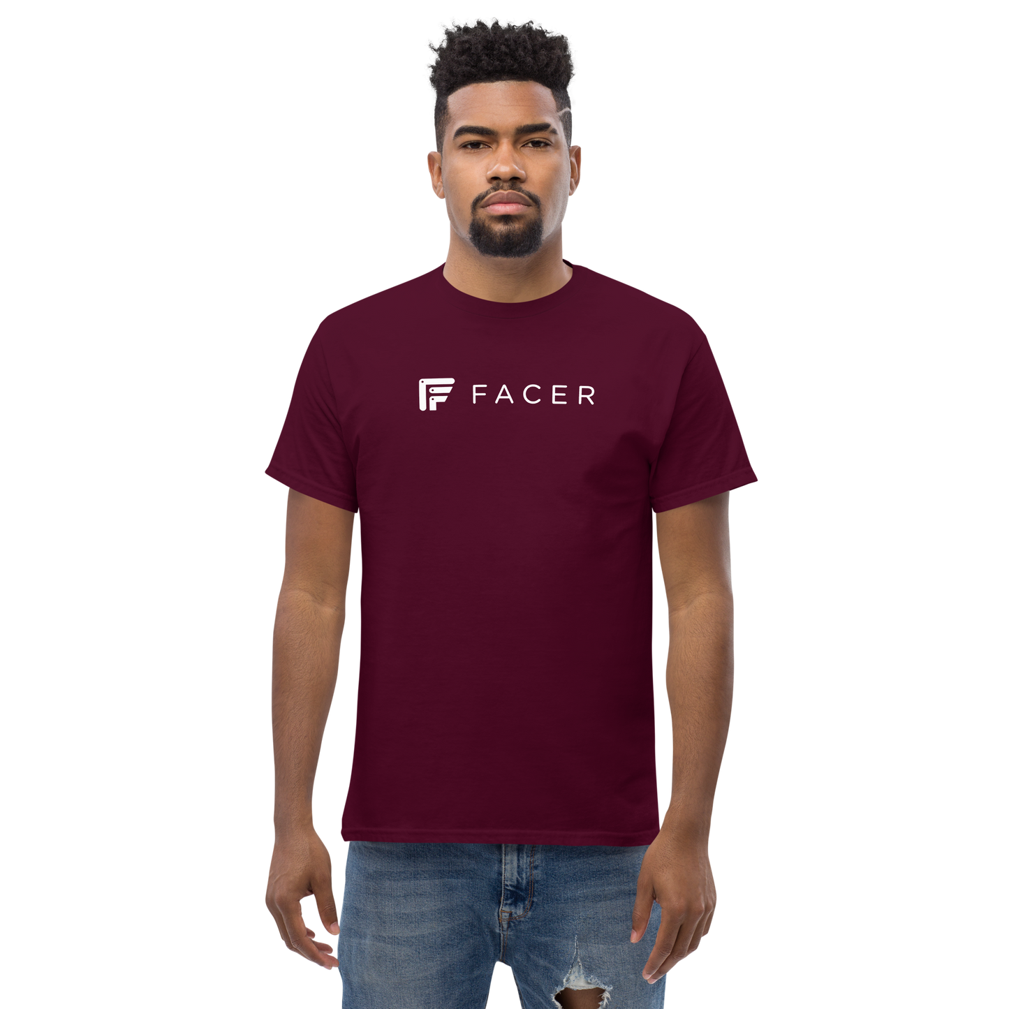 Facer classic T-shirt for men - White logo