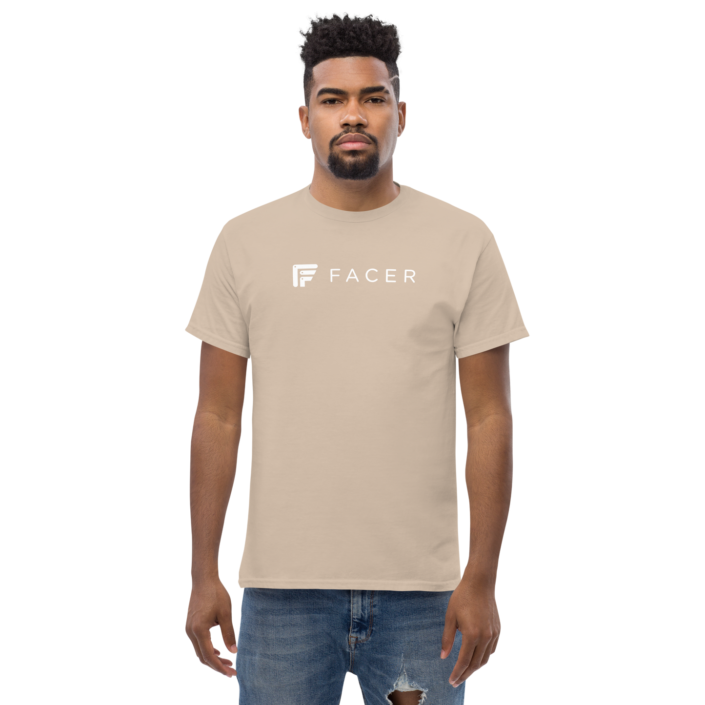 Facer classic T-shirt for men - White logo